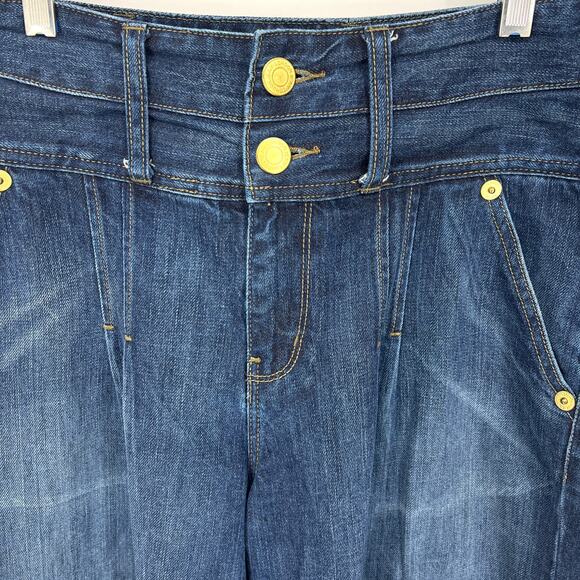 Vintage London Jean Double Button Wide Leg Y2K Rave Medium Wash Jeans Size 10 - Picture 2 of 12